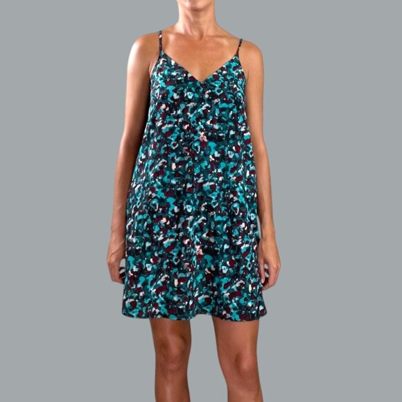 MONKI ABSTRACT WATERCOLOR PRINT CAMI MINI DRESS - Picture 1 of 10
